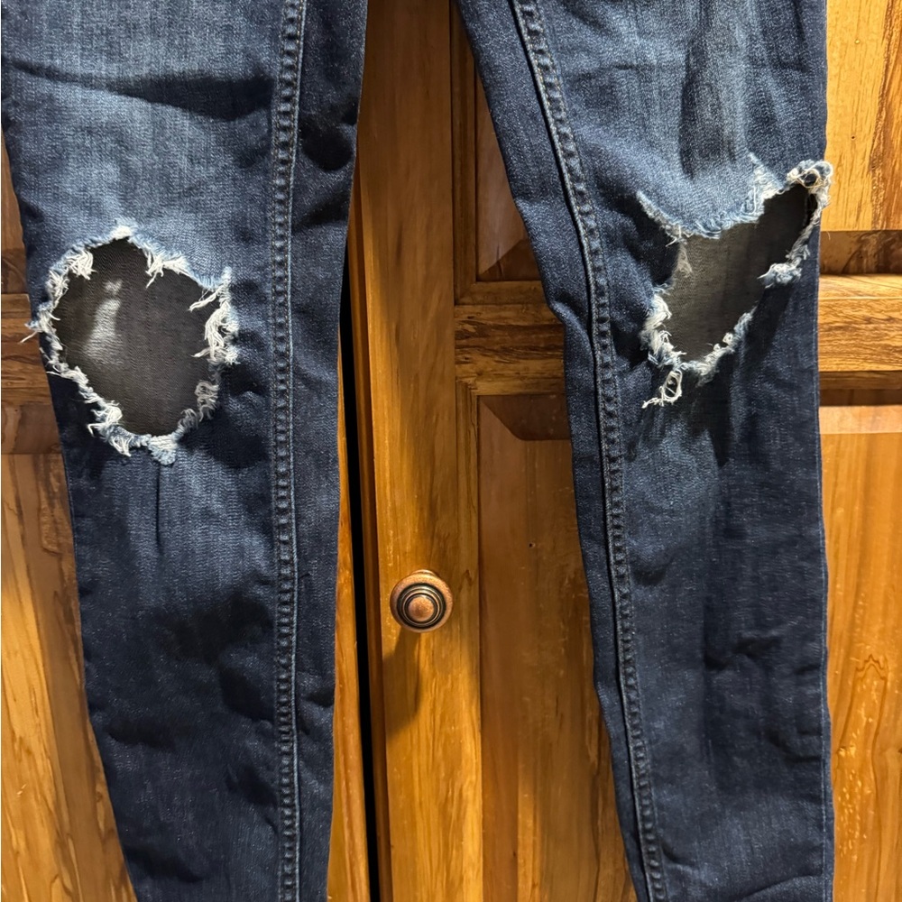 Free people skinny ankle women’s jeans distressed busted knee - Picture 3 of 5